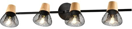 LQWELL® E14 Wandleuchte, LED Wandlampe Innen Wandbeleuchtung Wandspot im Retro-Industriestil, für Studio Bartheke Hotel Schlafzimmer Wohnzimmer Treppe Saal Keller, Mattschwarz Metall