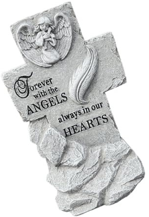 BESPORTBLE Monumento Commemorativo Forma Di Croce Decorazione Da Giardino Per Esterni Statua Angelo Per Cimitero e Luoghi Di Riposo Resistente Agli Agenti Atmosferici Decorazione Giardino