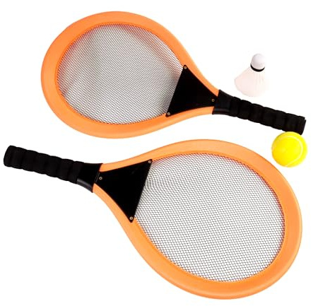 BLUE SKY - Set de 2 Raquettes Filet - Tennis et Badminton - Jeu de Raquette - 042782 - Orange - Plastique - 51 cm - Jouet Enfant - Jeu de Plein Air - Entraînement - Set - À Partir de 6 Ans
