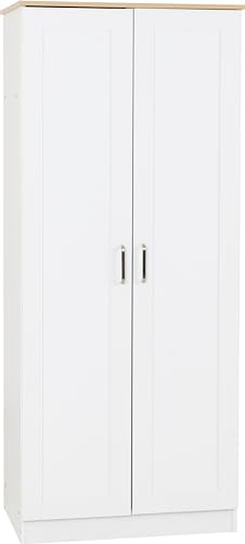 Seconique Portland 2 Door Wardrobe in White/Oak Effect
