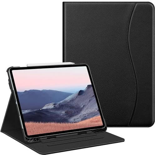 FINTIE Coque pour iPad Air 13 Pouces M3/M2 (2025/2024) - [Rangement de Stylet] Housse Folio Multipositions avec Poche de Document Etui Veille/Réveil Auto, Noir
