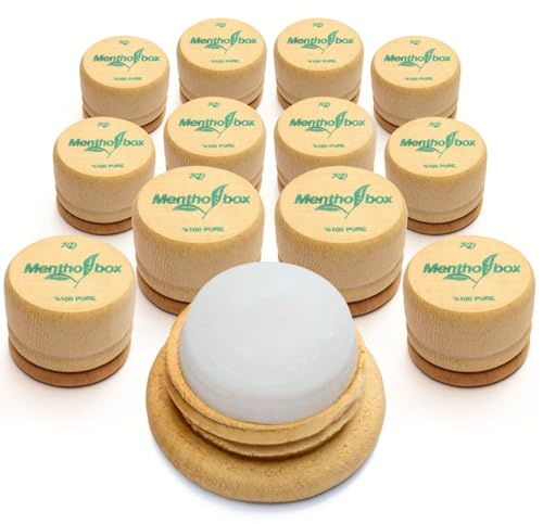 Mentholbox Piedra de Mentol, Caja de Mentol, Migraña, Macarrón refrescante y refrescante de Mentol, para aplicar en la frente y el cuello, Masaje de Spa de Mentol, Mentol cristalino puro (12x6g)