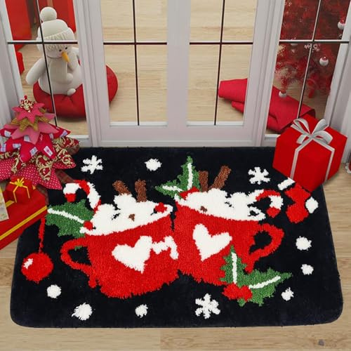 MaibaoteMbt Weihnachtsmatten, 60cmx40cm Weihnachtsdruck Teppich, Weihnachten Waschbar Fussmatte, Christmas Pattern Doormat, Weihnachts Türmatte, für Außen und Innen für Küche Wohnzimmer Schlafzimmer