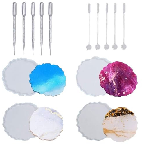 STOUCLA Silikonform Untersetzer Epoxidharz Formen Set Form Epoxidharzform mit Untersetzerhalter für Untersetzer, Kerzenhalter, Heimdekoration, DIY-Bastelprojekte