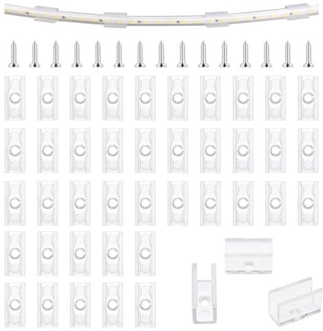 Sliverdew 100 Stück Led Neon Montageclips, Neon LED Strip Halterung, Befestigungsklemmen Halter, Neon Strip Light Clips Accessoires für 6x12mm, Halterung für 6mm Neon Strip mit 100 Schrauben