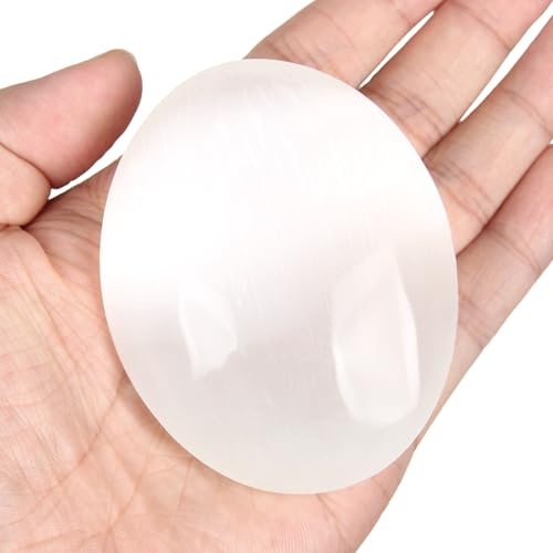 Grande Pierre de Paume Sélénite 130–150 g, Cristal Blanc Poli | Sélénite blanche polie avec surface lisse, adaptée à la collection, décoration et présentation minérale.