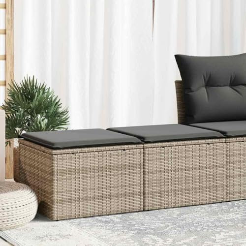 Lauuoeriau Furniture Item home 2-teiliges Gartensofa-Set mit Kissen grau Polyrattan Akazien-Möbel