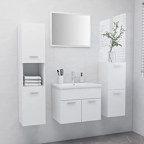 Lauuoeriau Möbelartikel Home Badmöbel-Set Weiß Holz-Möbel