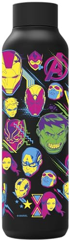 Quokka Borraccia termica in acciaio inox solido Jet Black 630 ml Avengers Neon