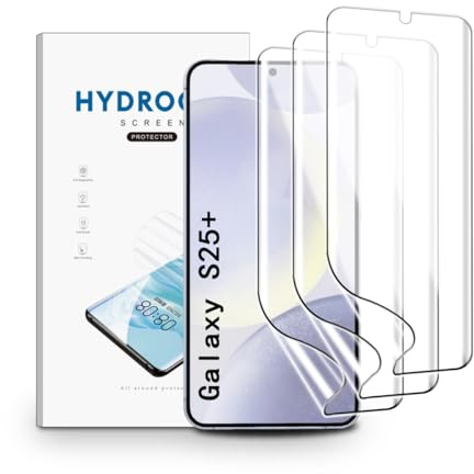 nvskvd Film hydrogel pour Samsung Galaxy S25+, 3 Pièces TPU Film Protection Écran HD Clair Doux Transparent Film de Protection d'écran