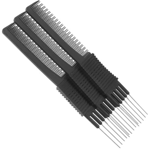 Vaguelly 3 Piezas Peine De Peluquería De Acero Peine De Aguja Cabello Para Peinar El Cabello