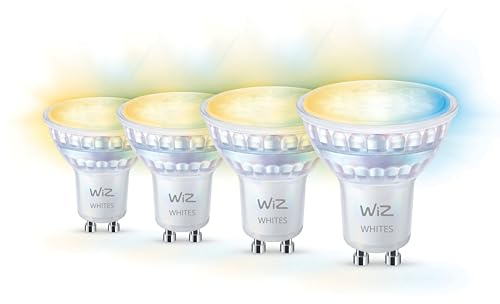 WiZ Conjunto Pack - GU10 - 4 Bombillas LED para focos - 50W - 400lm - Luz blanca cálida a fría - Iluminación LED inteligente - Tunable White