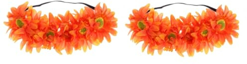 Healvian 2 Pièces cheveux de fleur de soleil simulé accessoires de cheveux de bandeau groupe chouchous des fleurs casque floral Orange