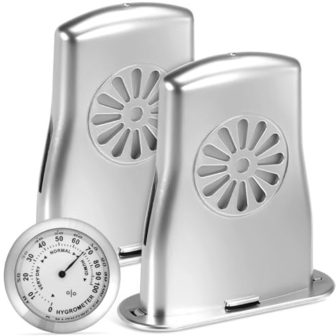 Yardwe Portable Violin and Acoustic Guitar Hygrometer with Thermometer and 2pcs Silver Abs Humidifiers for Accurate Temperature Measurement and Musical Instrument Care