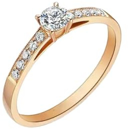 Freundschaftsringe Dünn, Freundschaftsringe Freundinnen mit 0,2 Ct Rundem Diamanten 9K Roségold Größe 45 (14.3)