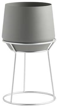 home&you - Cache-pot Slownes sur pied, pot de fleurs intérieur extérieur, jardinière en fer, pour plantes d'intérieur et d'extérieur, décoration de jardin, Ø20cm, hauteur 35cm - Gris