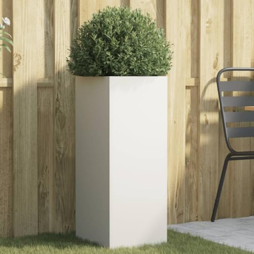 SKTQYQO Jardinière blanche en acier laminé à froid, 32 x 29 x 75 cm, pour jardin, balcon, terrasse, structure robuste et stable, idéale pour plantes fleurs, décoration extérieure, assemblage