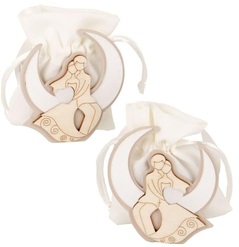 Ingrosso e Risparmio Bonbonnière de mariage, 6 pièces, boîte à dragées avec mariés, embrassés, en bois, couples mariés, marque-place, mariage