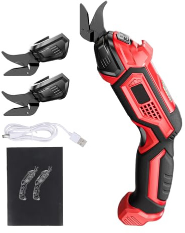 Forbici Elettriche per Tessuto, Pelle, Moquette, PVC e Cartone Taglierina Cordless Batteria 4.2V 2000mAh con Luce LED (con lama in acciaio al tungsteno (2 pezzi))