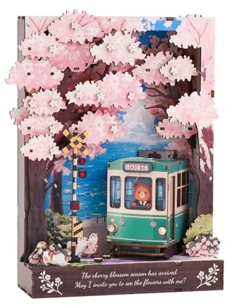 Cutywood 3D-Holzpuzzles für Erwachsene - Kirschblüten Blumenmodell Bausatz mit LED Licht, 3D Holz Bausatz Wanddekor personalisiertes Geschenk für Frauen und Männer