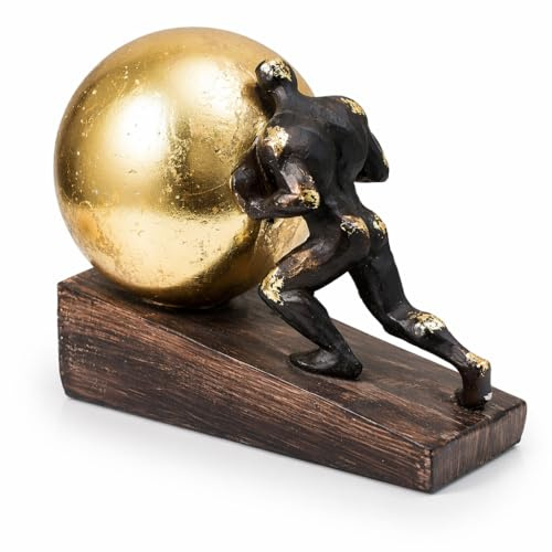 JoResona Sisyphus Statue, Abstract Character Resin Figurine, Unique Struggler Sculpture Art Decor, Push Ball Ornament for Home Office Shelf Desk
