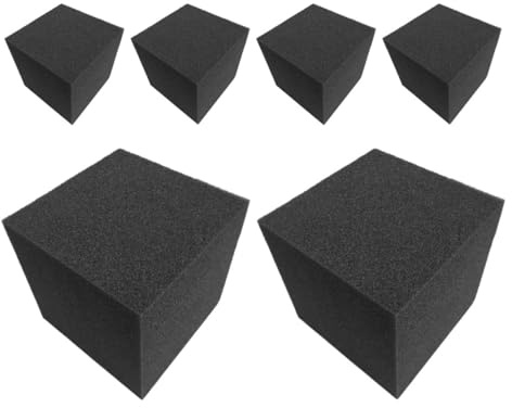Black Polyurethane Cube Soundproofing Panels 6pcs for Wall | Deformation-resistant, Easy Installation, Sound Absorption and Soundproofing, Studio Recording Environment