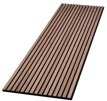 WVH Acupanel Contemporary Walnut Acoustic Wood Wall Panels, 200cm x 60cm, Premium Natural Wood, Decorative Panelling for Walls & Ceilings, Sound Absorbing Interior Panel for Home, Office & Studio