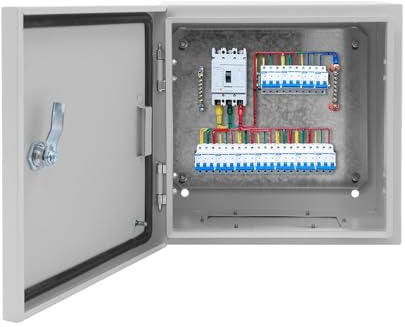 Scatola di Distribuzione IP65 30x30x20cm Elettrico Alloggiamento per Esterni Scatolone di Commutazione Armadio per Alimentazione in Lamiera di Acciaio per Montaggio a Parete IP65 IK08 Protezione con