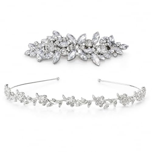 ZEMINRI 2 Pièces Accessoire Cheveux mariage, Barrette Cheveux (2Pièces) | Style Polyvalent: Cette broche cheveux femme s'accorde avec robes, tenues de soirée et looks mariage pour diverses occasions.