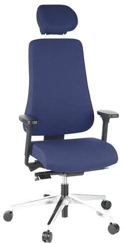 hjh OFFICE 608410 Profi Bürostuhl PRO-TEC 400 Stoff Blau Drehstuhl ergonomisch, bis 150kg belastbar, hohe Rückenlehne