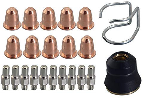RIVERWELD Plasma Electrode PR0110 Plasma Tip 0.8 PD0116-08 Stand Off Guide CV0010 Outside Nozzle Retaining Cap PC0116 Assort kit for S45 Plasma Cutter Torch 22pcs