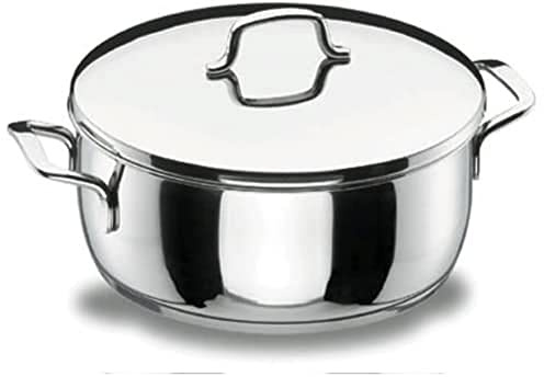 LACOR 90024 - Cacerola con Tapa 24 Gourmet Acero Inoxidable - Profesional | En acero inoxidable, para guisos y cocciones uniformes; ideal para cocina profesional y uso diario en casa, para el día a día