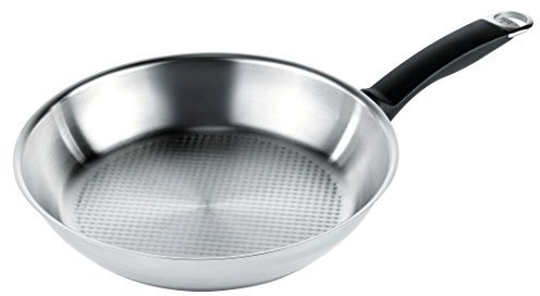 KUHN RIKON Silver Star Bratpfanne / Pfanne unbeschichtet aus Edelstahl mit Wabenboden, 24 cm, alle Herdarten inkl. Induktion, krosses und fettarmes Braten