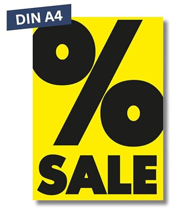 Pokornys – 10x DIN A4 Werbeplakat “SALE%” als Kundenstopper für diverse Ladengeschäfte I Werbeschild/Aufsteller für Aktionsartikel & reduzierte Ware I Rabatt Plakat in Gelb/Schwarz