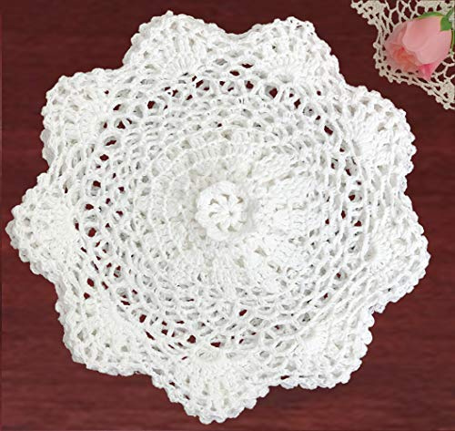 Creative Linens 6PCS 8 Round Crochet Lace Doily White 100% Cotton Handmade, Set of 6 Pieces