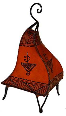 Treasures Of Morocco Henna Lamps & Sconces Moroccan Hand Made Leather lamp Henna Tattoo African Orange