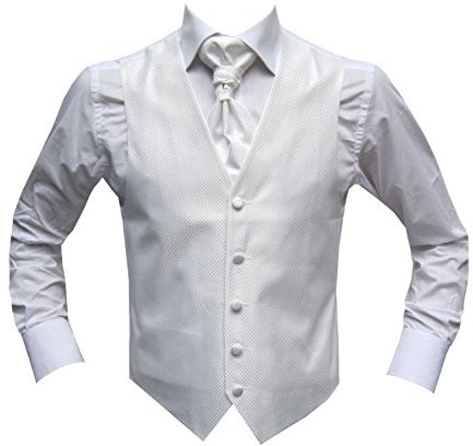 MMUGA Hochzeitwesten Set mit Plastron Weiß 52