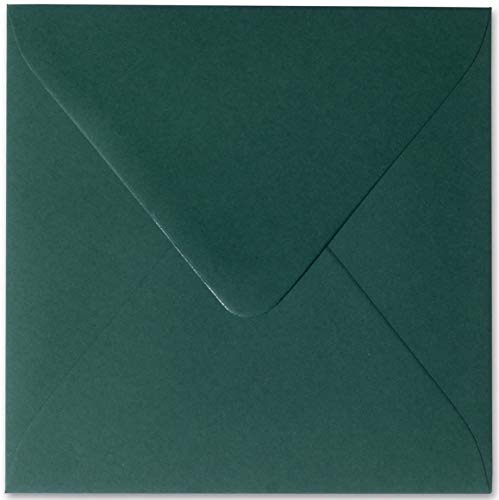 25 Quadratische Briefumschläge 15 x 15 cm 150 x 150 mm Tannen Grün Verschluss: feuchtklebend Grammatur: 120 g/m²