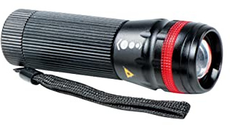 MAUL LED Taschenlampe schwarz MAULeos kompakt dimmbar zoombar IPX4 | handliches Format für unterwegs, flexible 3-Stufen-Helligkeit, fokussierbarer Lichtkegel, spritzwassergeschütztes Aluminium
