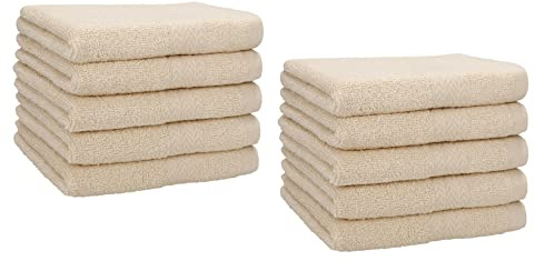 Betz Premium Set de 10 Serviettes d‘invités Ensemble de 10 Serviettes pour Visage et Mains Lot de Serviettes essuie-Mains 30 x 50cm (Sable)