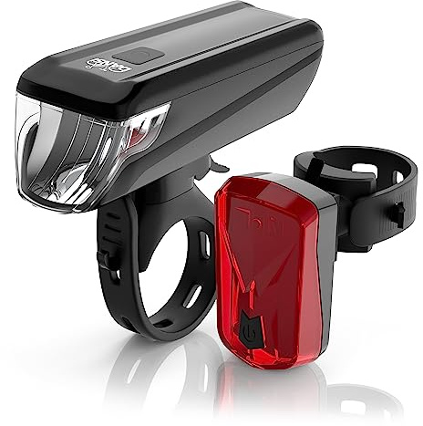 DANSI Fahrradleuchten-Set StVZO I LED-Fahrradlicht I Rad-Licht hell vorne + hinten I umschaltbar 15-100 Lux I Rücklicht & Frontleuchte I Regenfest I Fahrradlampe I bike light
