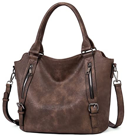 CLUCI Purses for Women Vegan Leather Hobo bag Large Handbag Shoulder Bag with Adjustable Strap Dark Coffee