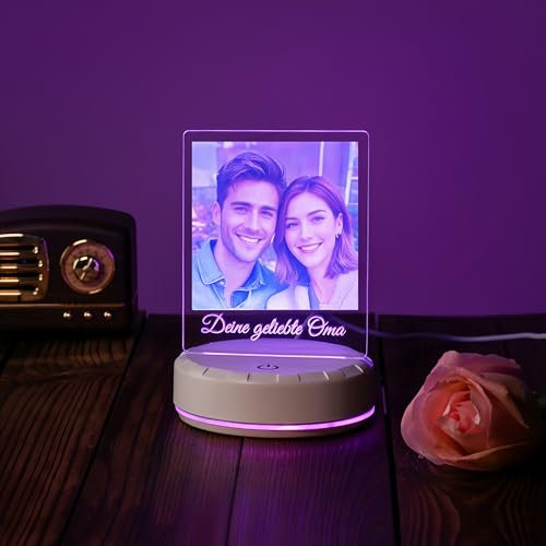 Personalisierte Glas Lampe mit Foto – Einzigartiges Ein Geschenk für Frauen am Valentinstag und Weihnachtsjubiläum besondere Anlässe, Wohnkultur und Stimmungsbeleuchtung (Personalisierung 4)