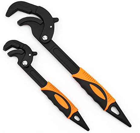 LSLANSOON 2 Stück Multifunktions-Universalschlüssel-Set, selbstjustierender Schraubenschlüssel, schneller Griff, Rohrzange für Autoreparatur und Wartung zu Hause