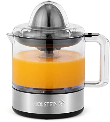 Holstein Housewares 27-oz Electric Citrus Juicer, Black/Stainless Steel - Ideal for Freshly Squeezed Orange, Lemon, Grapefruit Juices for Breakfast or Drinks