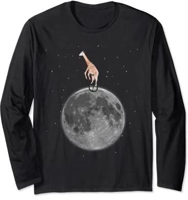 Ridiculous Quirky Giraffe auf Einrad T-Shirt – Herren/Damen B Langarmshirt