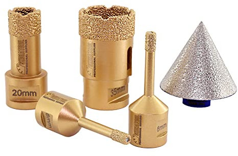 SHDIATOOL Diamond Core Drill Bit,Hole Saw Cutter 6mm/6mm/20mm/35mm + 50mm diamond chamfer bits M14 Thread for Concrete Granite Marble Porcelain Tile Masonry Brick,5PCS