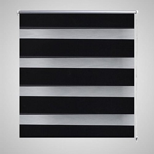 Chusui Doppelrollo Seitenzug, Rollo Ohne Bohren, Klemmrollos Für Fenster Ohne Bohren, Thermorollo Ohne Bohren, Verdunkelungsrollo, Fenster Sichtschutz, 80 x 150 cm schwarz