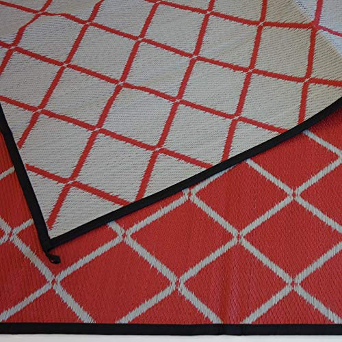 Schlauchland Outdoor Teppich Camping Matte ´´´odooro WAVETEX Diamond 2,7m x 3m rot-grau *** VIELE GRÖSSEN + Farben * 450 g/m² Zeltteppich Vorzelt Teppich Garten Spieldecke Wohnwagen Camper