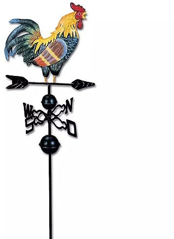 UZSPAC Wetterhahn for Garten Metall Bemalte Hahnform Geeignet for Gartenkunst, Gartendekoration, Bunt 30 * 33 * 120cm